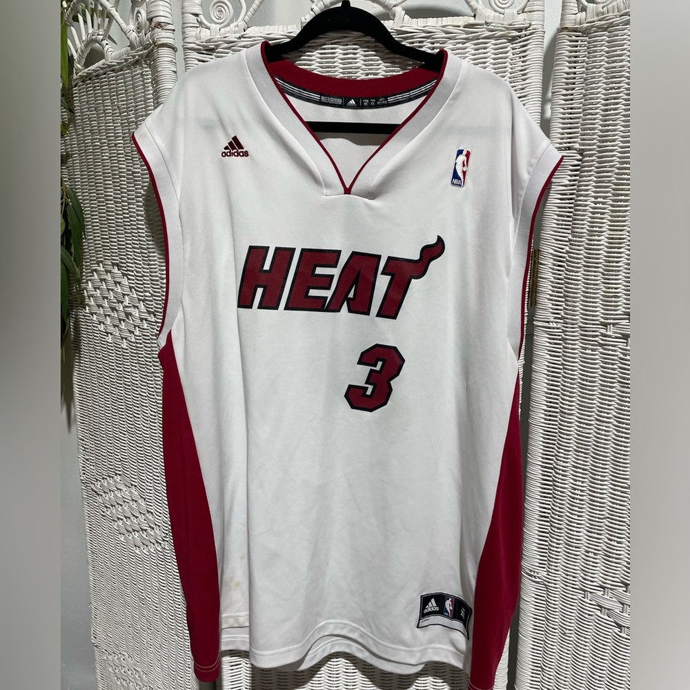 Adidas Miami Heat NBA Dwayne Wade 3 basket ball jersey mens size XL